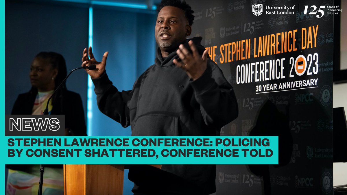 UEL_News's tweet photo. As well as honouring Stephen's legacy at yesterday's conference, we also discussed the failure of policing consent and institutional racism.

Read more 👉 https://t.co/sRyyOqflkB @sldayfdn @NBPAUK @MetBPA #SLDay23 https://t.co/sPLIk2pFyx
