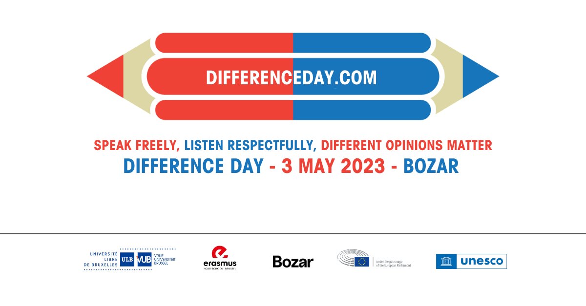 We warmly invite you to celebrate <a href="/UNESCO/">UNESCO 🏛️ #Education #Sciences #Culture 🇺🇳</a> 
World Press Freedom Day #WPFD2023 with us at Difference Day with guests <a href="/ravishndtv/">ravish kumar</a> <a href="/clementmexico/">Jennifer Clement</a> &amp; many others!

📅 3 May 2023 
📍<a href="/BozarBrussels/">BozarBrussels</a>  
ℹ️ differenceday.com/en/programme (free registration)

with @vubrussel <a href="/ULBruxelles/">Université libre de Bruxelles</a> <a href="/ehbrussel/">ehbrussel</a>