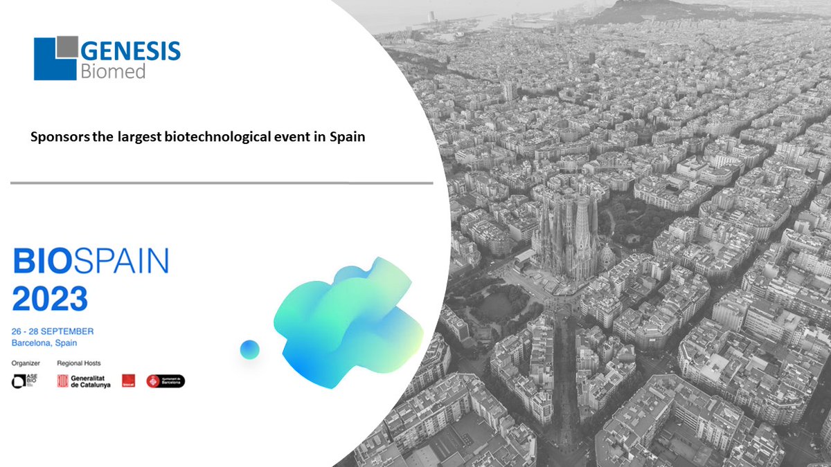 📣<a href="/Genesis_Biomed/">GENESIS Biomed</a> será #sponsor de #BIOSPAIN2023, que se celebrará el mes de setiembre en Barcelona! 👏 <a href="/BIOSPAIN_AseBio/">BIOSPAIN</a> es el mayor evento biotecnológico organizado por una asociación nacional de bioindustria en Europa.
👉Link: biospain2023.org/sponsors/