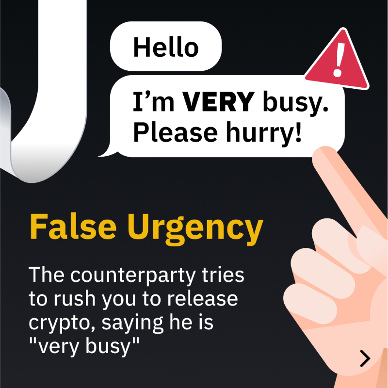 binance's tweet photo. #Binance P2P trading lets you advertise and trade directly with other users.

This leads to a number of benefits including zero fees and fast transactions, however, when using the platform it’s important to know how to stay safe.

Here are some warning signs to look out for 👉