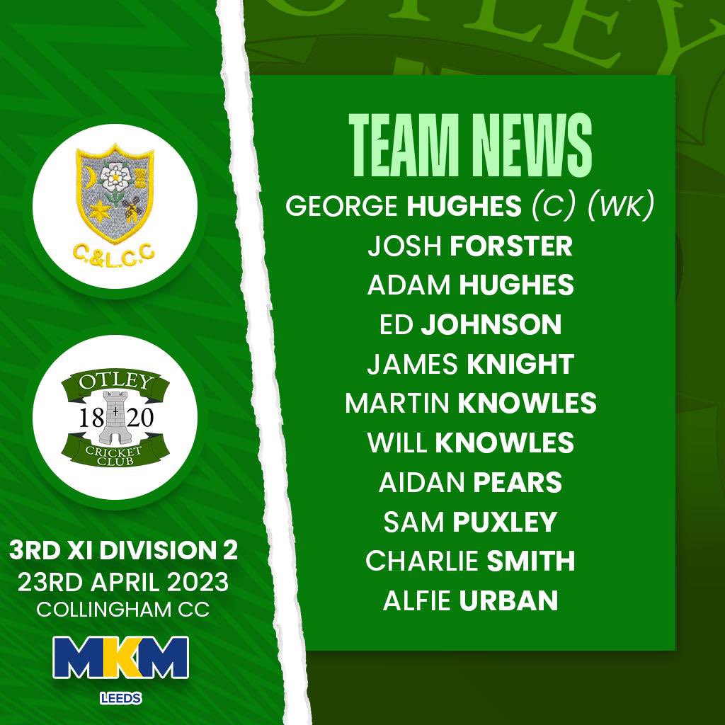 otley_cc's tweet photo. π° | TEAM NEWS
1st XI travel to Rawdon and then to Beckwithshaw on Sunday for the Heavy Woollen Cup.
2nd XI welcome Hall Park & 3rd XI travel to Collingham on Sunday.
Live Stream - https://t.co/F2Z2IfA48e
#otleycc #awscl #Cricket #teamnews #villagecricket #frogbox https://t.co/CSKOgvtaEZ