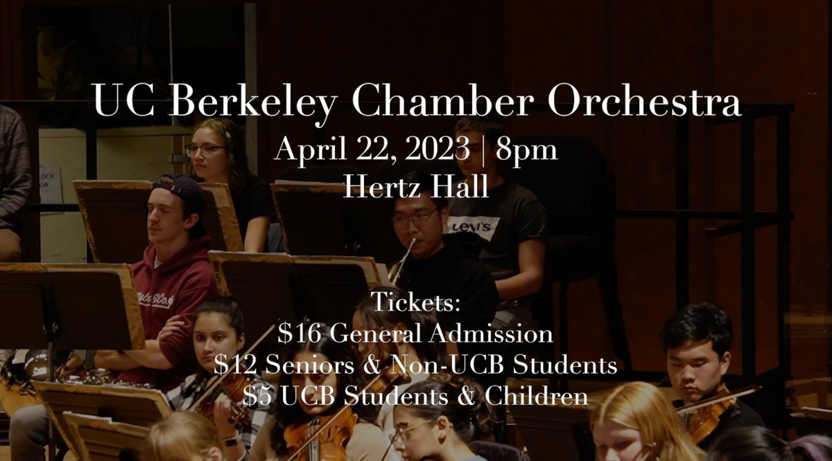 Join us at 8pm this Saturday as the UCB Chamber Orchestra performs Tchaikovsky’s Symphony No. 5, along with Dvořák's Legends for Orchestra and Bruch's Romanze featuring soloist Chae Eun Lee! Get your tickets today at tickets.berkeley.edu!