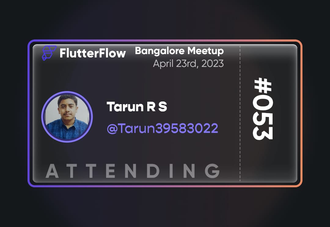 Tarun39583022's tweet image. I&apos;m super excited to share that I&apos;ll be attending the @flutterflow event in #Bangalore and Would love to meet other like-minded individuals at the event. 

#FlutterFlowBangalore #flutterflow