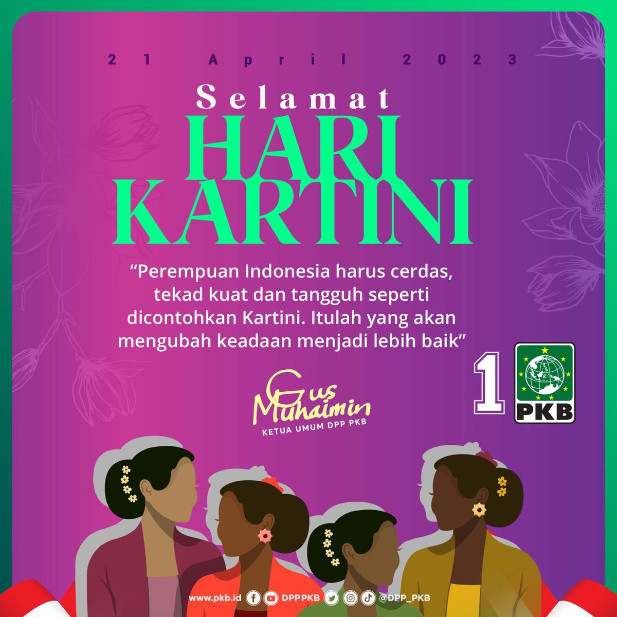 DPP_PKB's tweet photo. Selamat Hari Kartini untuk seluruh Perempuan Indonesia!

#1PKB #HariKartini https://t.co/GUjp5bgvQn