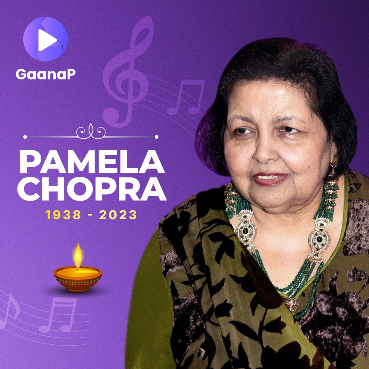 GaanaP's tweet photo. Heartfelt condolences to the Chopra family on the loss of Pamela Chopra. May her soul rest in peace. As a tribute to her, we have created a separate game featuring her popular hits.

Download app: https://t.co/BhJU8WsrsT

#PamelaChopra #RIP #Condolences #gaanap #tmkgame https://t.co/ISjutwrbVT