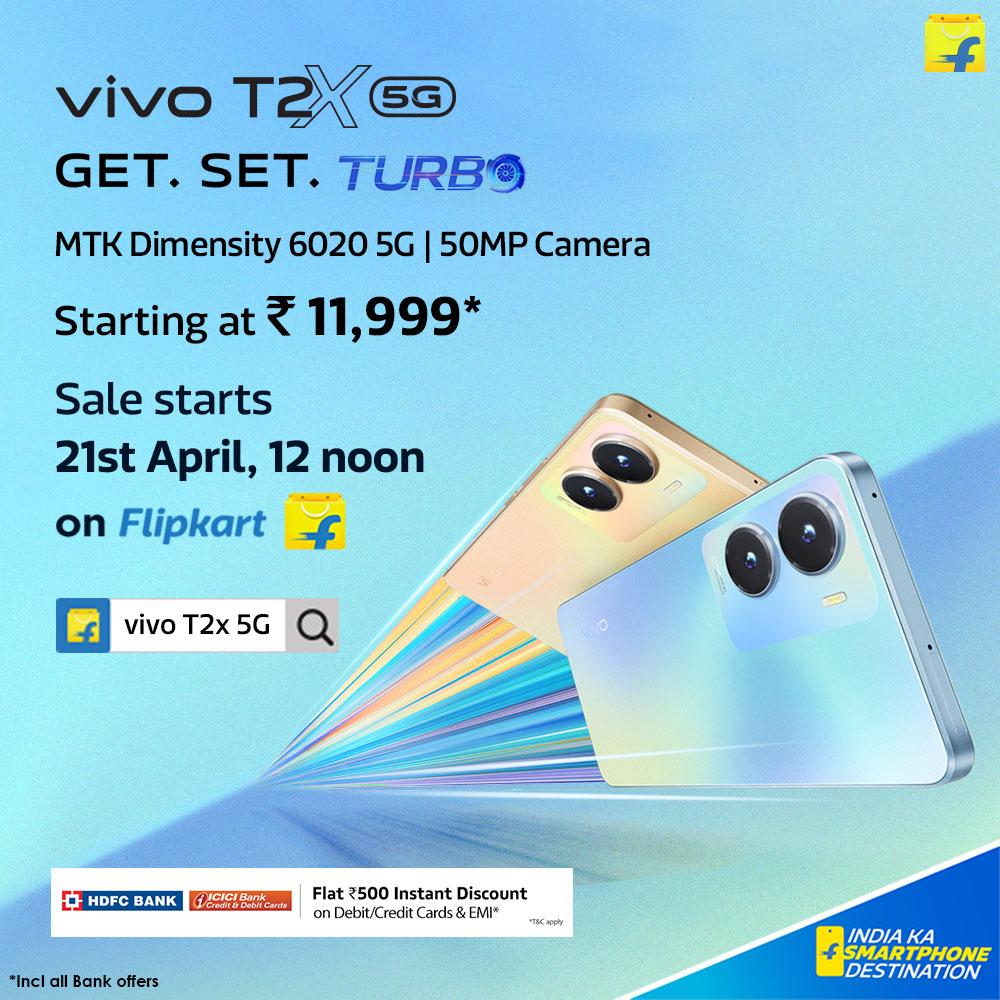 This summer, Flipkart has brought for you offers on electronic goods which will start from 12 midnight tonight. VivoT2x new 5G /50mp camera smartphone will be available, Which you can buy in chip rate.
#vivoT2xOnFlipkart