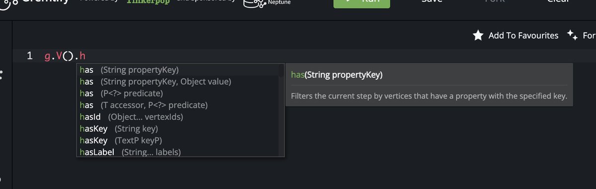 We added a bunch of @apachetinkerpop documentation into the Gremlin steps featured within the editor.
As a result, you can now conveniently insert a code snippet into the editor by simply pressing the enter key or selecting a suggested option!

#tinkerpop #graphdb
