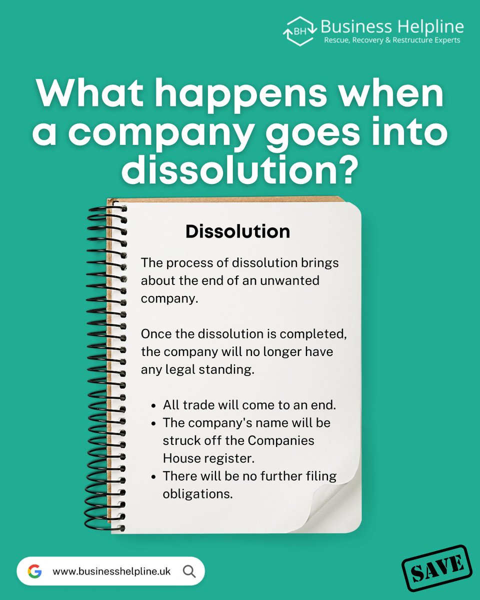 BusinessHUK's tweet image. When a company is dissolved, it marks the end of an unwanted venture. 

Stay informed about the implications of company dissolution. 

#BusinessDissolution #LegalStatus #CompaniesHouseRegister.