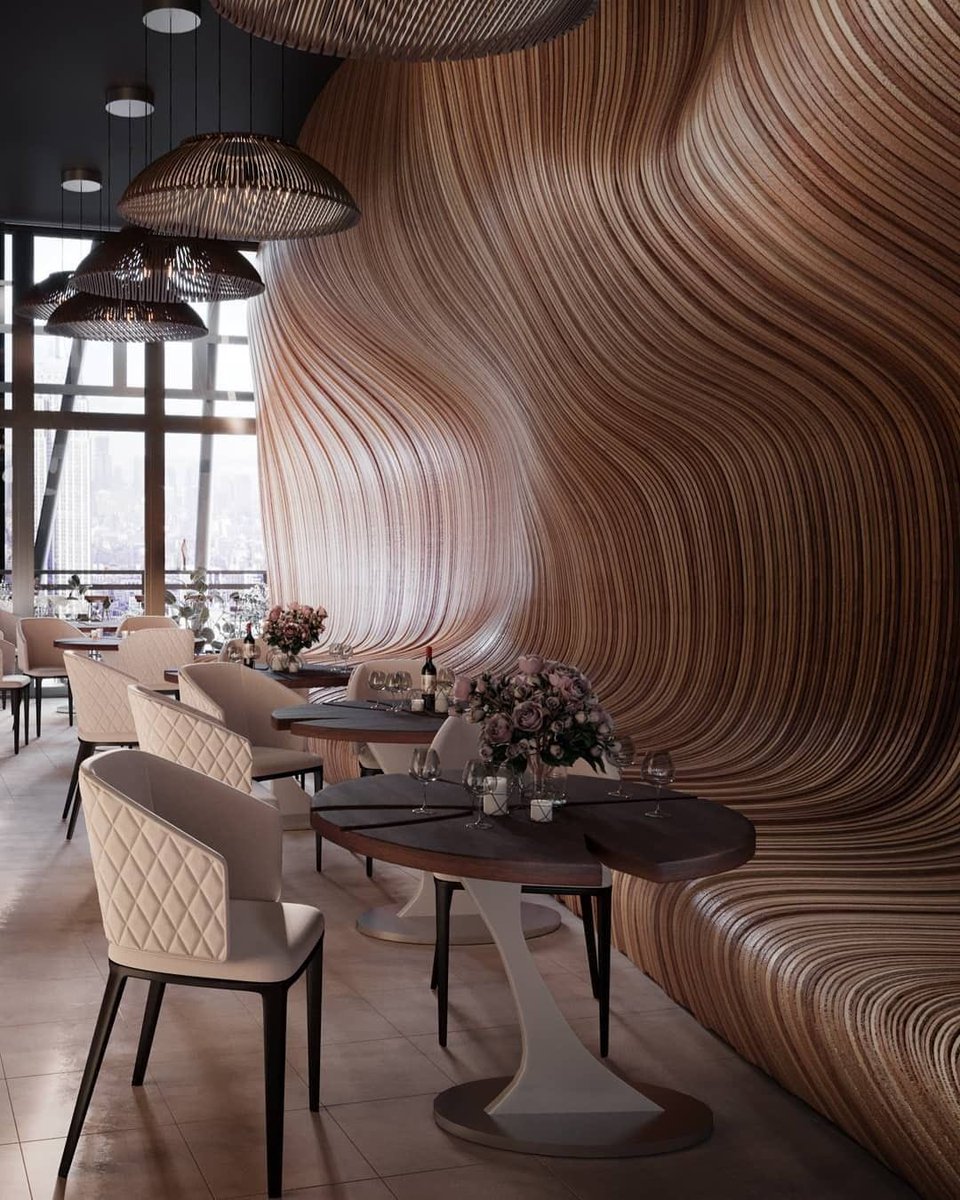 “Don Café House” an interior proposal with an undulating wooden wall designed by Innarch and visualized by Agnieszka Skwirut.

#interior #interiordesign #render #visualization #rendering #concept #interiordesigner #cafedesign