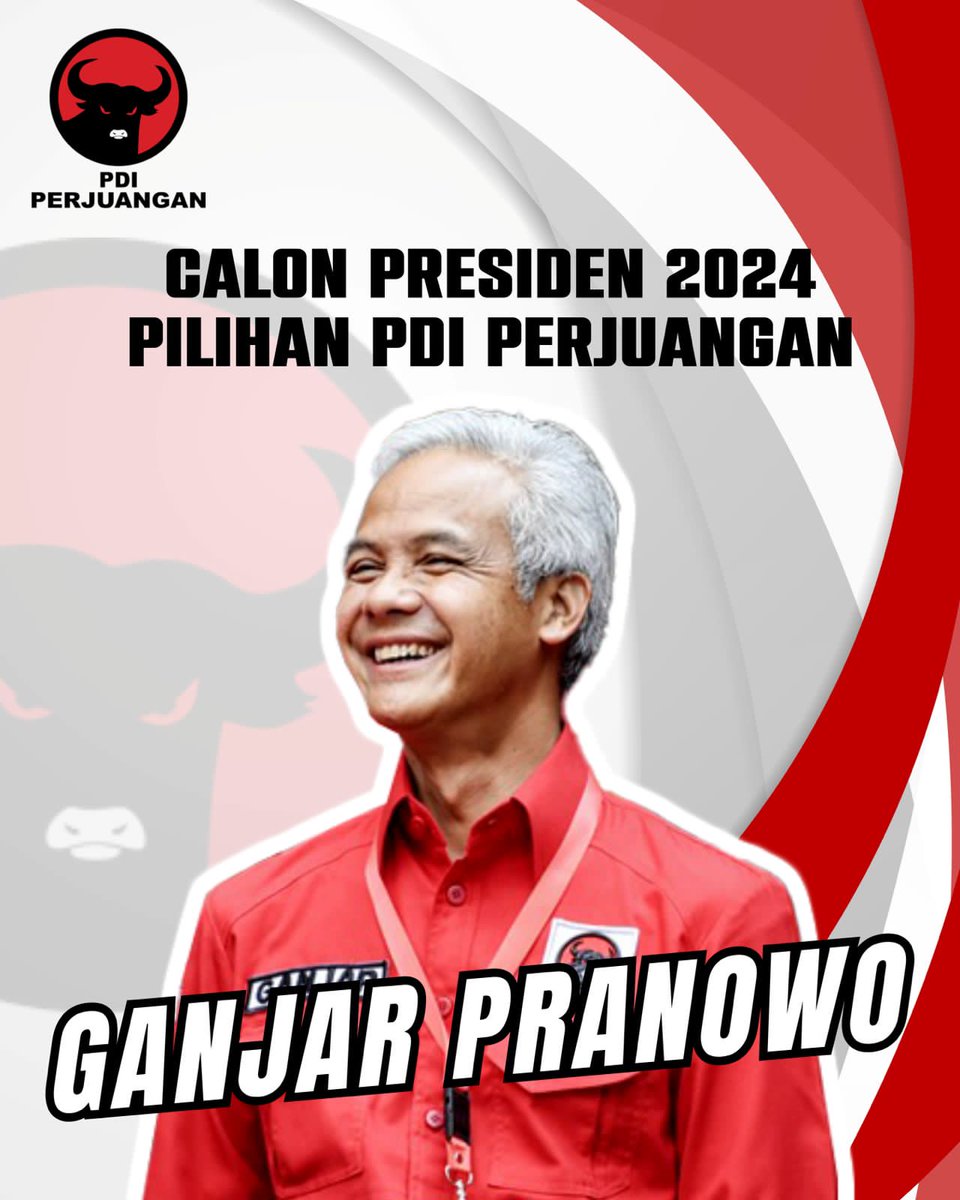 Alhamdulillah resmi, <a href="/PDI_Perjuangan/">PDI Perjuangan</a> mengusung <a href="/ganjarpranowo/">Ganjar Pranowo</a> sebagai calon presiden 2024.

InsyaAllah hattrick bersama PDIP dan Ganjar.🤟
#GanjarCapresPDIP