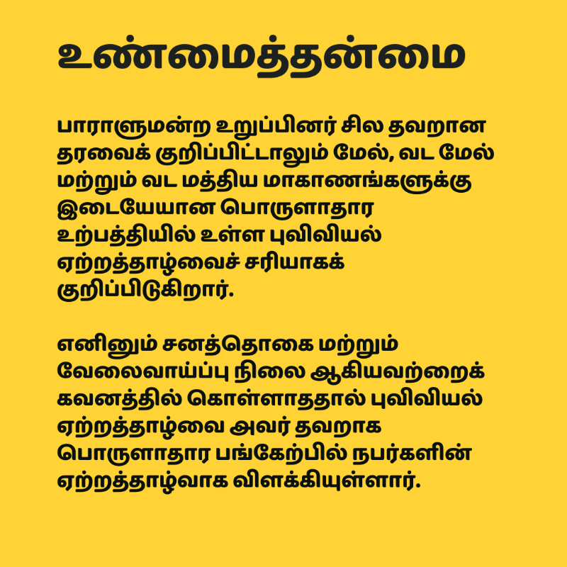 factchecklka's tweet photo. 🏭மொத்தப் பொருளாதார நடவடிக்கையில் உள்ள ஏற்றத்தாழ்வுகளை தனிநபர் பங்களிப்பிலுள்ள ஏற்றத்தாழ்வாக அநுர குமார திசாநாயக்க தவறாகக் குறிப்பிடுகிறார்
👉 மேலதிக தகவல்களை அறிய: https://t.co/RKvTbLw1nD
#FactCheckLk