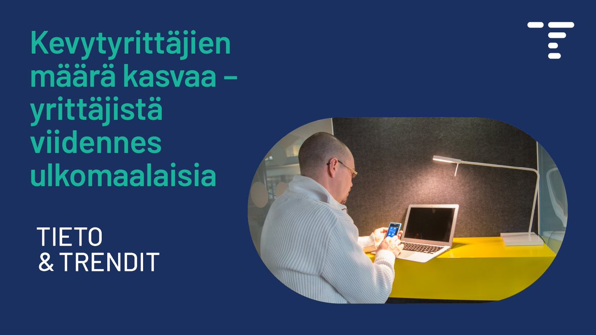 Kevytyrittäjyys on yleistynyt vauhdilla viime vuosina, kirjoittaa <a href="/RaijasMeri/">Meri Raijas</a> Tieto&amp;trendit-artikkelissa. Kevytyrittäjistä suurin osa on nuoria miehiä ja viidennes ulko­maalaisia.
Lue artikkeli: ➡️ stat.fi/tietotrendit/a…

#yrittäjä #yrittäjyys #kevytyrittäjä #tietotrendit