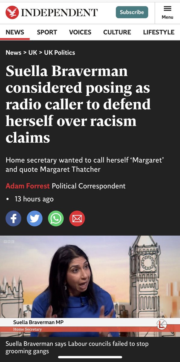 A colleague is convinced Suella Braverman was referring to my @LBC show when she ‘considered posing as a caller to defend herself’ against claims of racism. No need to do that, Home Secretary. Please consider this an invitation to come on-air as yourself @SuellaBraverman