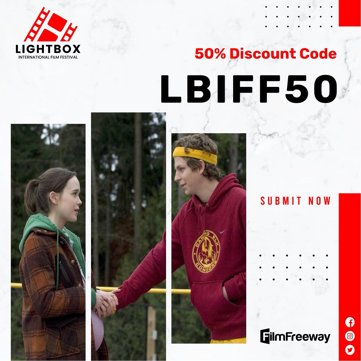 Hold onto your seats💺 folks!
We're thrilled to announce a BIG : 50% OFF on submissions! 

🎉 Don't miss out on this incredible deal - use code LBIFF50 and submit now to take advantage of the excitement! 💥 #SubmitNow #LBIFF50

Submission link filmfreeway.com/LightboxIntern…