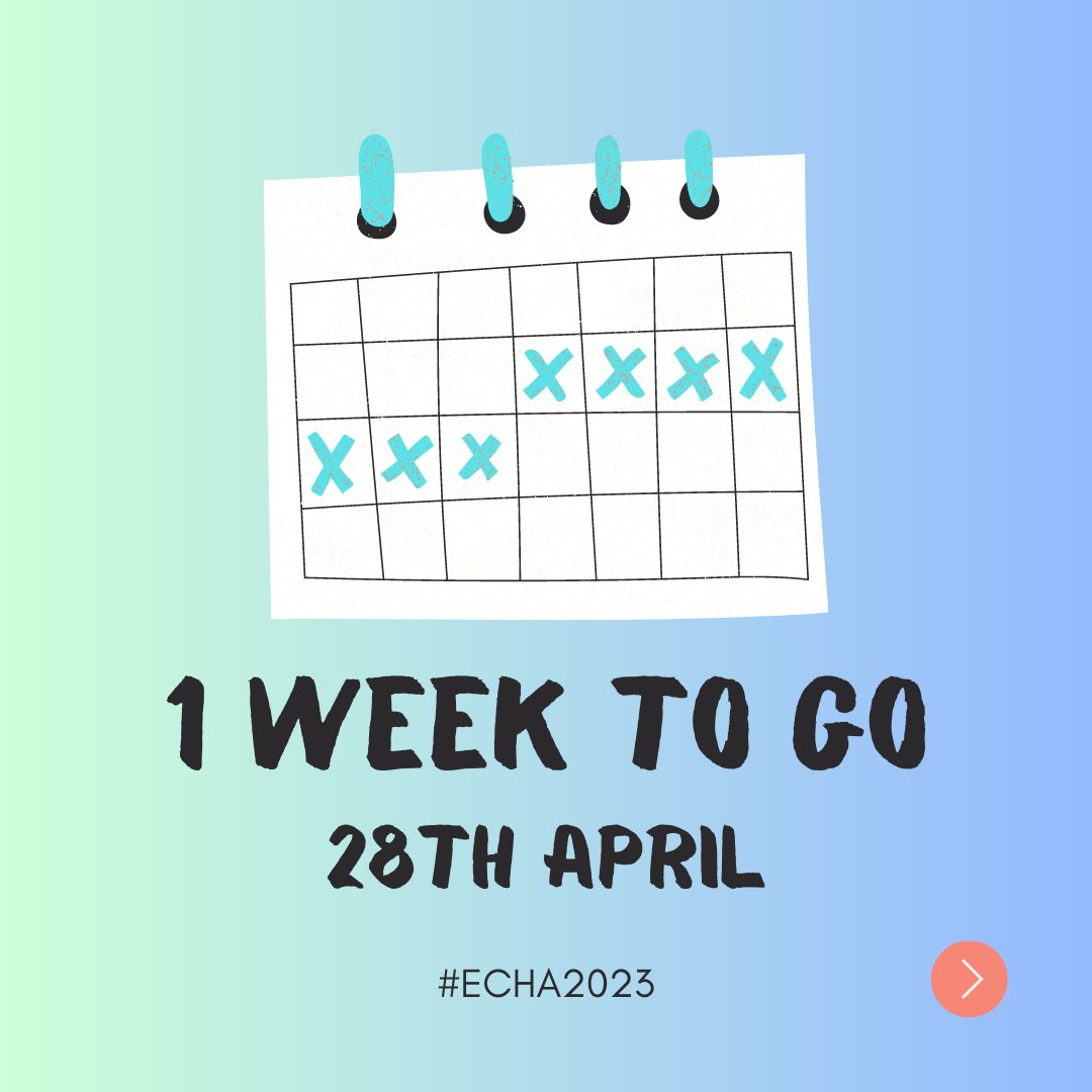 ECH_Awards's tweet photo. 1 week to go! We can’t wait to read all the inspiring entries this year. But you’ve only got 7 days left to submit your nomination. If you haven’t already, check out our categories and share your achievements with us by 28th April https://t.co/pZ2FzqvFUu #ECHA2023 https://t.co/no4aVQiryd