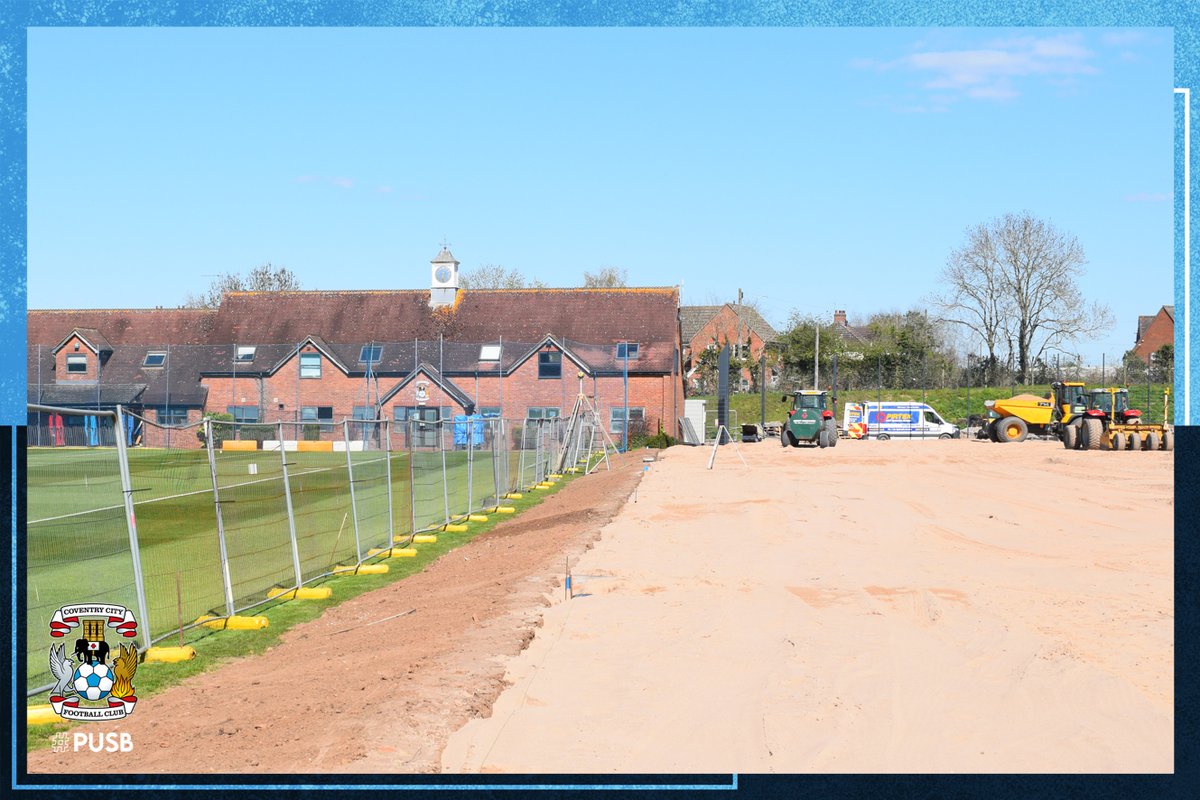 Coventry_City's tweet photo. 📷 The latest photos from our pitch work at Ryton - with lots more sand in place and the new fencing now going up! 

More ➡️ https://t.co/2pJ3EIMh9C #PUSB https://t.co/Bz7pqZFIfN