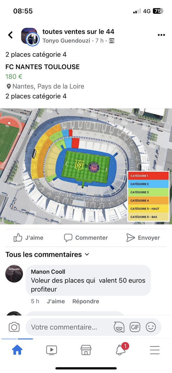 taquacroire95's tweet photo. Supporters/trices du @FCNantes, attention à cette arnaque ! Cette même personne avais revendu un billet scanner 53 fois à l’entrée du SDF l’an dernier contre NICE ! Il récidive cette année en revendant 180€ une place qui en vaut 50 de base. 
À partager sans modération !! #FCNTFC https://t.co/h5tC6eGuHJ