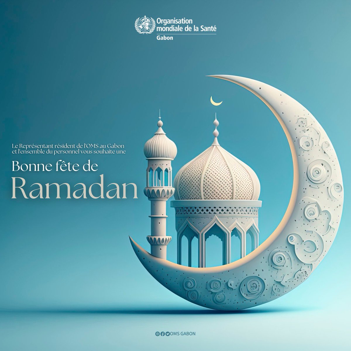 🕌💫 Le Représentant Résident de l’@OMS_GABON et l’ensemble de son personnel souhaitent une bonne fête de #Ramadan à toute la communauté musulmane👳🏾‍♂️🧕🏾🕋

#AidElFitr #AïdMoubarak #Ramadan2023 #Ramadan1444