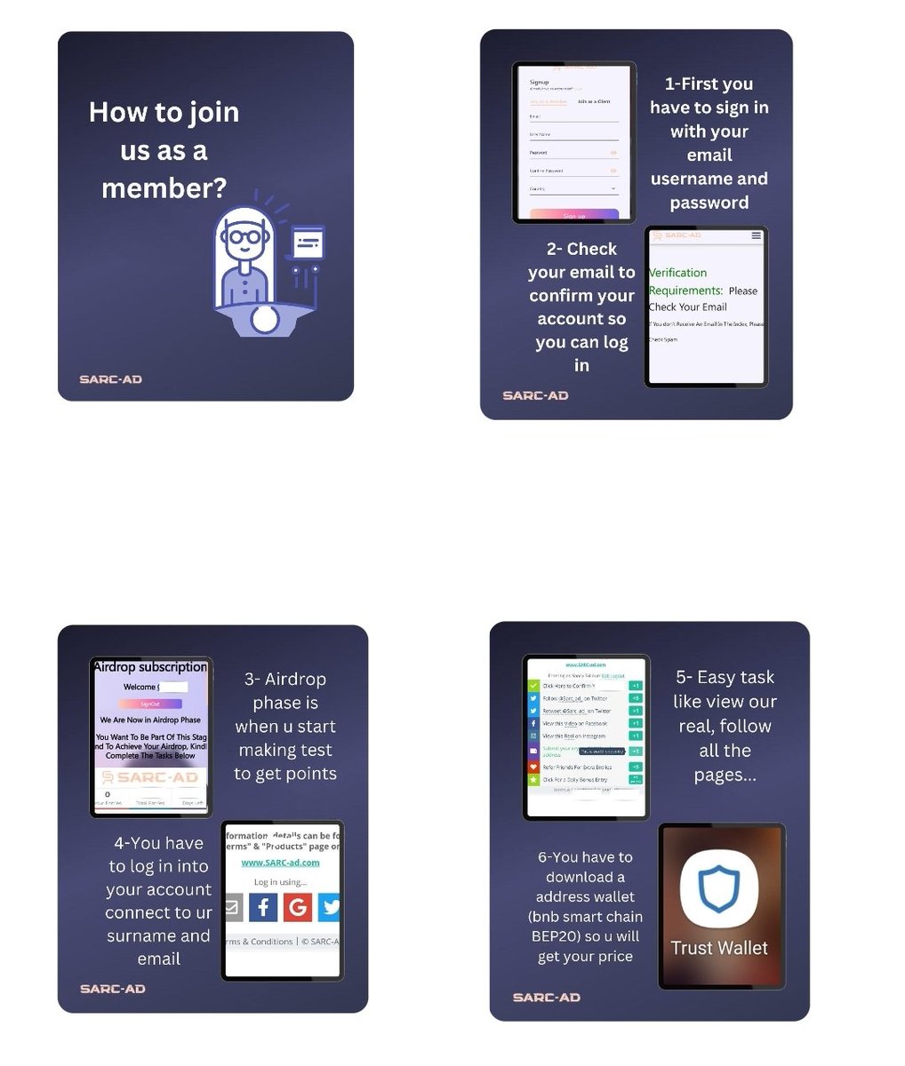 Sarc_ad_'s tweet photo. How to join us as a member?🪙
Swipe, follow these steps and earn money💰 
#sarc.ad #money #cryptocurrency #blockchains #newproject #earnmoney #member #task #steps #crypto https://t.co/K0tFpR4wqi