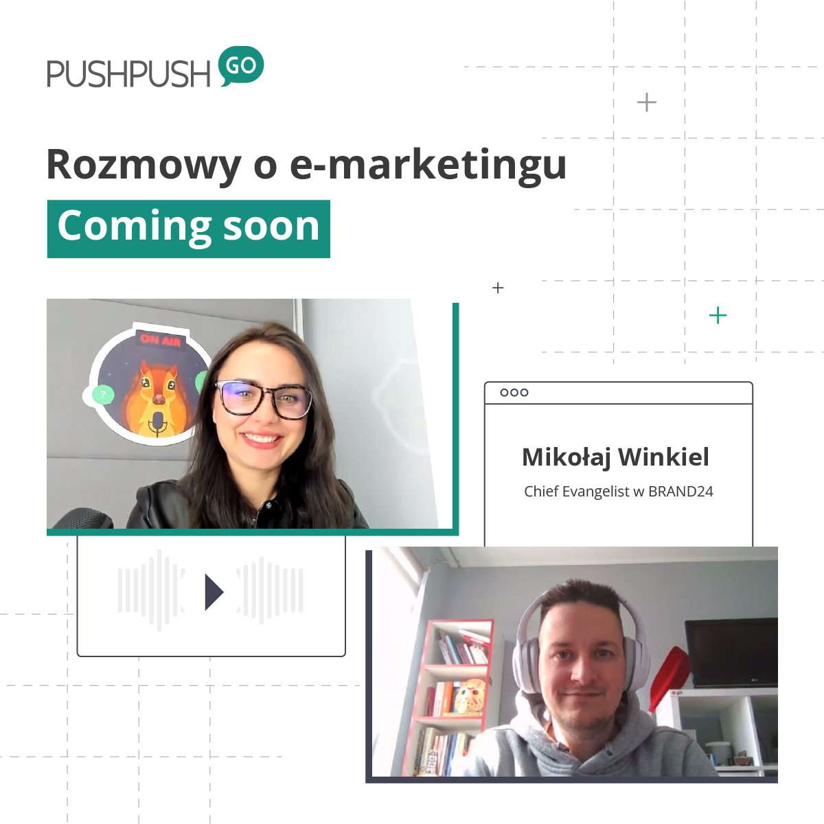 PushPushGo's tweet photo. Na czym polega social listening i jak zrobić to dobrze? O tym właśnie będziemy rozmawiać z Mikolajem Winkiel z @brand24. Premiera nowego odcinka "Rozmów o e-marketingu" już w przyszłym tygodniu! 🎯 

#sociallistening #brandmonitoring https://t.co/4Q1FgIn8j0