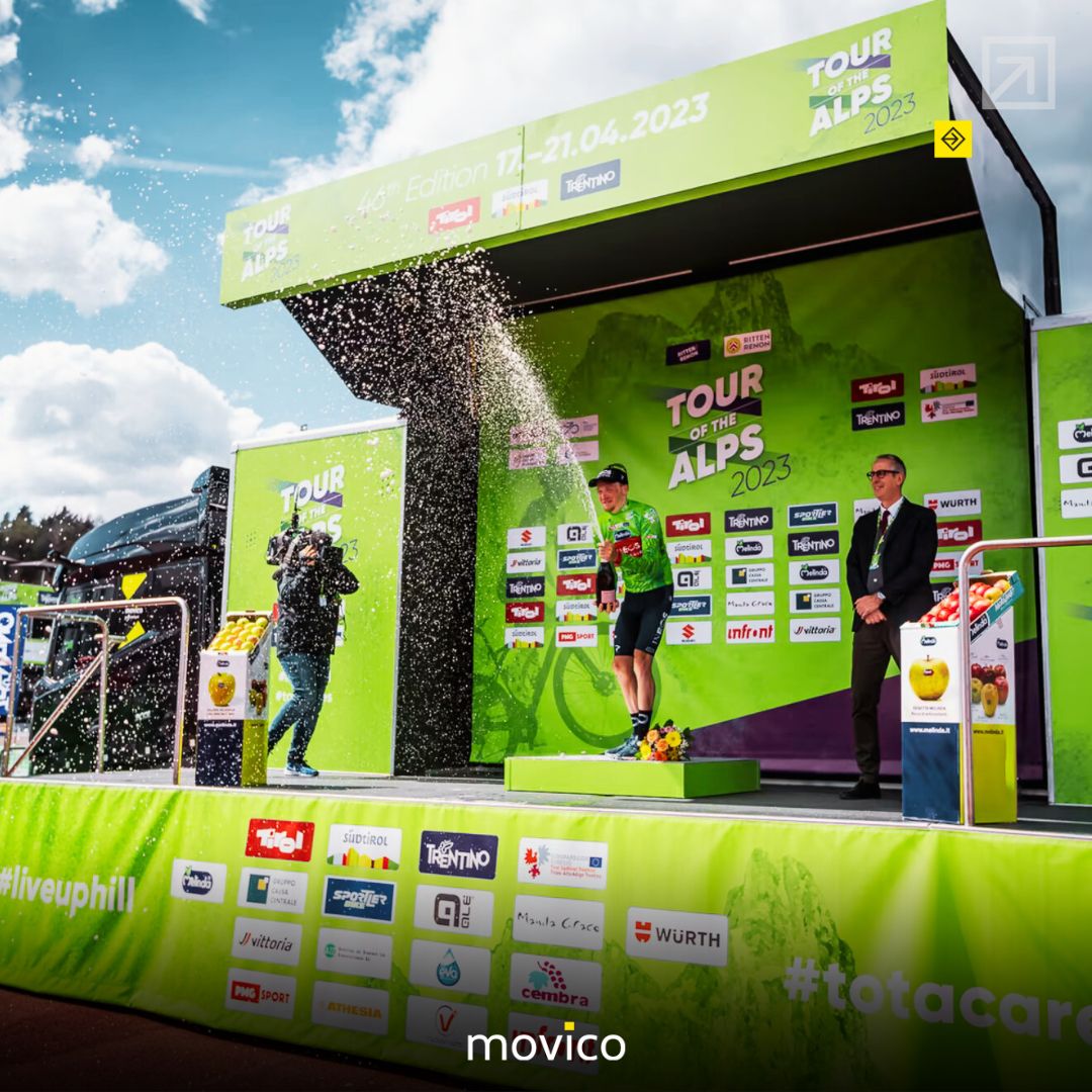 Movico_nl's tweet photo. This morning our #EventOperators prepared โ๏ธ๐ง the finish lane for the final stage of the @Tourof_TheAlps! On the top of Bruneck/Brunico (at 838 meters) you can find (with absolutely an amazing view ๐) our #MobileEventStructures! Photos: ยฉTour of the Alps #Movico #SportsEvents https://t.co/g5yEfhCndX