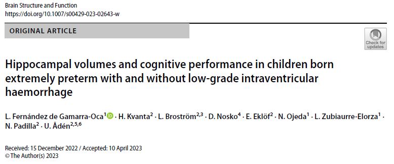 deustoNeuroLab's tweet photo. ⚠️New #paper out!🎉 

“Hippocampal volumes and cognitive performance in children born extremely preterm with and without low-grade intraventricular haemorrhage”    

Congrats to all the authors!🧠

https://t.co/Dc3kbDt9MB https://t.co/MJPfDu5pCo
