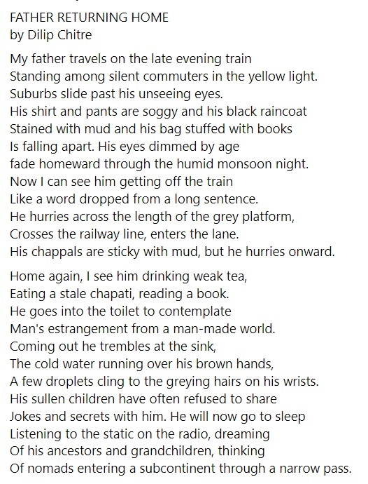 amitvarma's tweet photo. Once upon a time, I used to post a poem I loved every week on FB. Stopped it years ago, but as I find myself turning more and more to poetry these days, I shall resume now.

Here's a masterpiece from Dilip Chitre. https://t.co/gp97vZEZlT