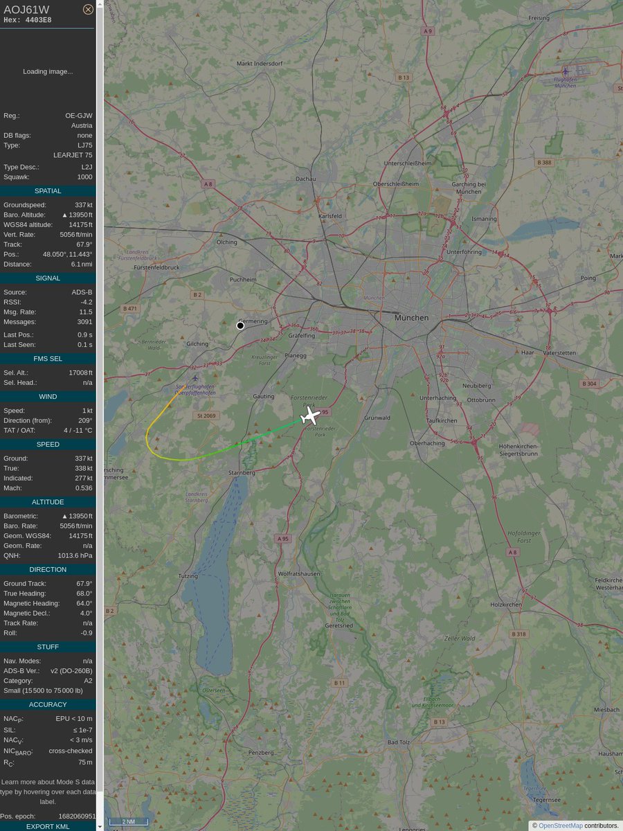 AboveEDMO's tweet image. ICAO: 4403E8
Flt: AOJ61W #AvconJet
First seen: 2023/04/21 09:05:41
Min Alt: 2050 ft MSL
Min Dist: 0.08 nm

#planefence #adsb - docker:kx1t/planefence
globe.adsbexchange.com/?icao=4403e8