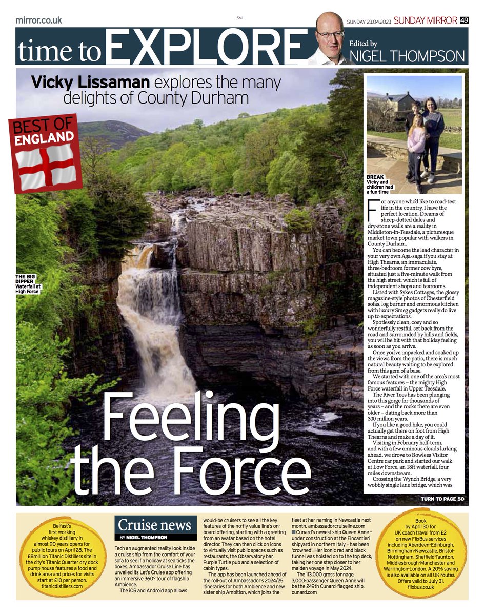 Tomorrow's Sunday Mirror print #travel - why you should focus on a staycation in County Durham. By @LissamanVicky