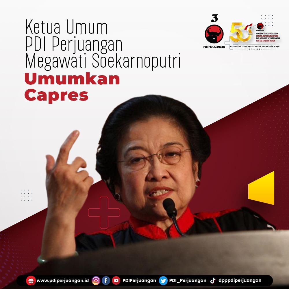 Salam Pancasila ✊ Merdeka, Merdeka, Merdeka.

Sah... Di Istana Batu Tulis, Bogor, Pak Ganjar Pranowo telah ditetapkan oleh Ketua Umum PDI Perjuangan Ibu Megawati Soekarnoputri sebagai Calon Presiden pada Pilpres 2024.

Selamat Pak GANJAR <a href="/ganjarpranowo/">Ganjar Pranowo</a> 
#GanjarCapresPDIP