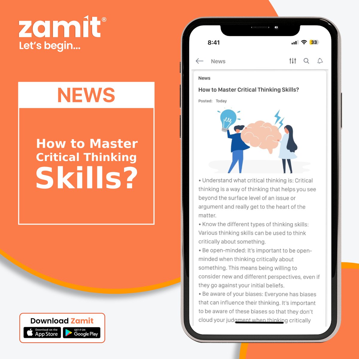 Zamit_India's tweet photo. Zamit News - How to Master Critical Thinking Skills?
Read More: https://t.co/IecfNKQJ5x
#CriticalThinking #FutureSkills #ZamitNews #DailyNews #EducationalNews #SchoolNews #FutureReadyWithZamit #ZamitTime #Zamit #EduTechApp #FutureReadyParents #Harparentkihelpline #edutech https://t.co/yHZDdInN1y
