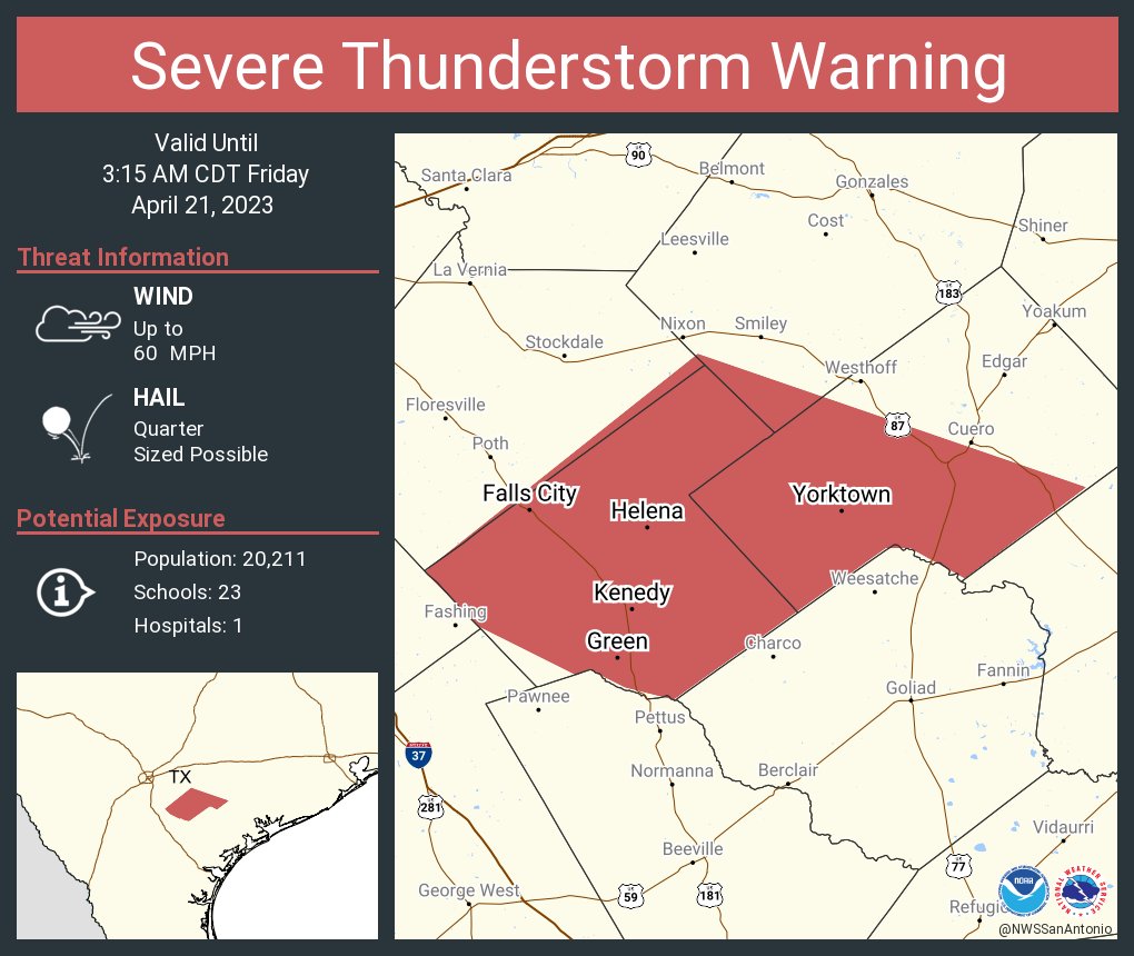 NWS Austin/San Antonio on Twitter "Severe Thunderstorm Warning