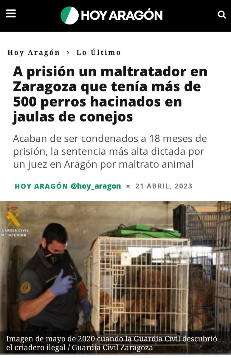 AidaGascon's tweet photo. Os ahorro el click. No, no irá a prisión. 

La misma noticia contradice su titular: "El acusado, sin antecedentes previos, no va a entrar en prisión".

Se le prohíbe el ejercicio de cualquier profesión con animales y su tenencia...pero solo durante 3 meses. 🤷‍♀️

6 perros murieron. https://t.co/F9Gcbz8Szq
