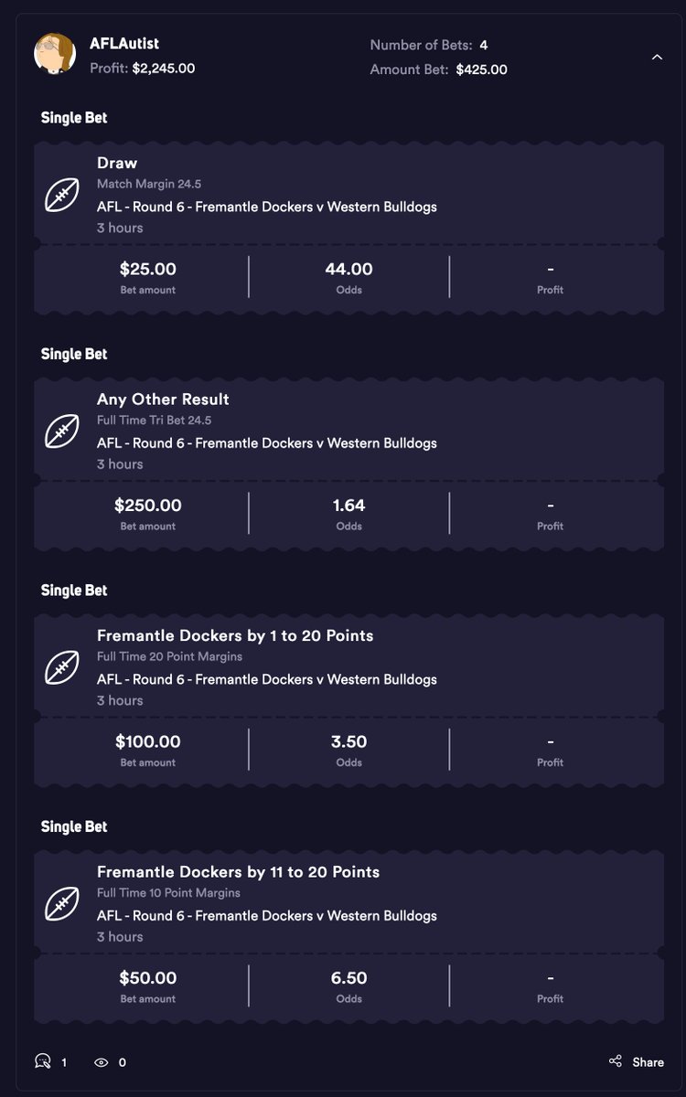 michael_timbs's tweet image. Two tippers on @Betswaps who are off to a flyer this season are both on Fremantle tonight.  I have no strong feelings tonight so going to follow them in with a small bet