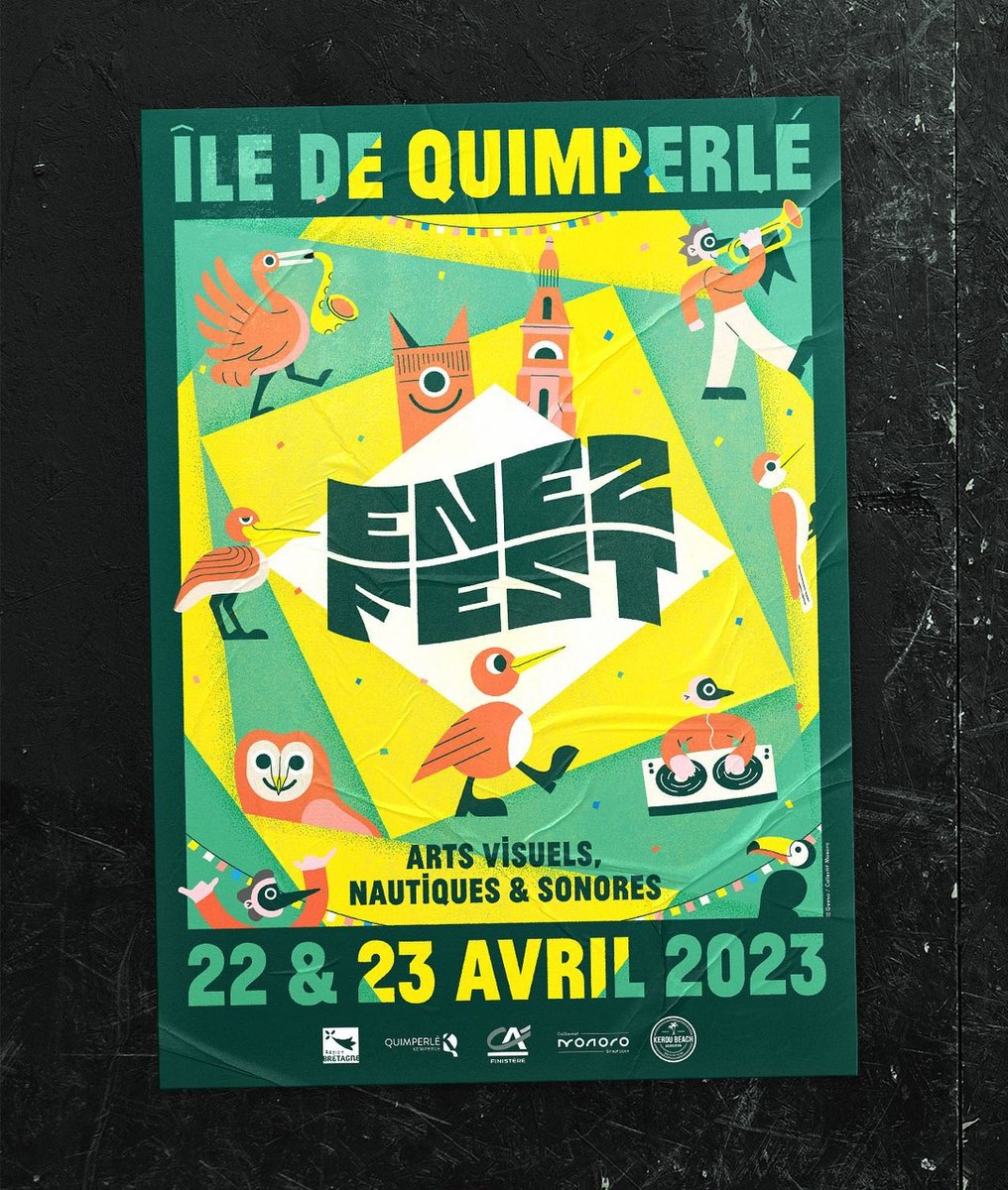 QuimperleVille's tweet photo. 🥳Ce week-end, #Quimperlé accueille la 2e édition de l' #EnezFest ! Une grande fête populaire autour des arts visuels, sonores et nautiques.
Parmi les nombreuses animations, la création d'une fresque d'art urbain par Yann l'Outsider qui s'intègrera au parcours #VariationsUrbaines https://t.co/cKajjkklvZ