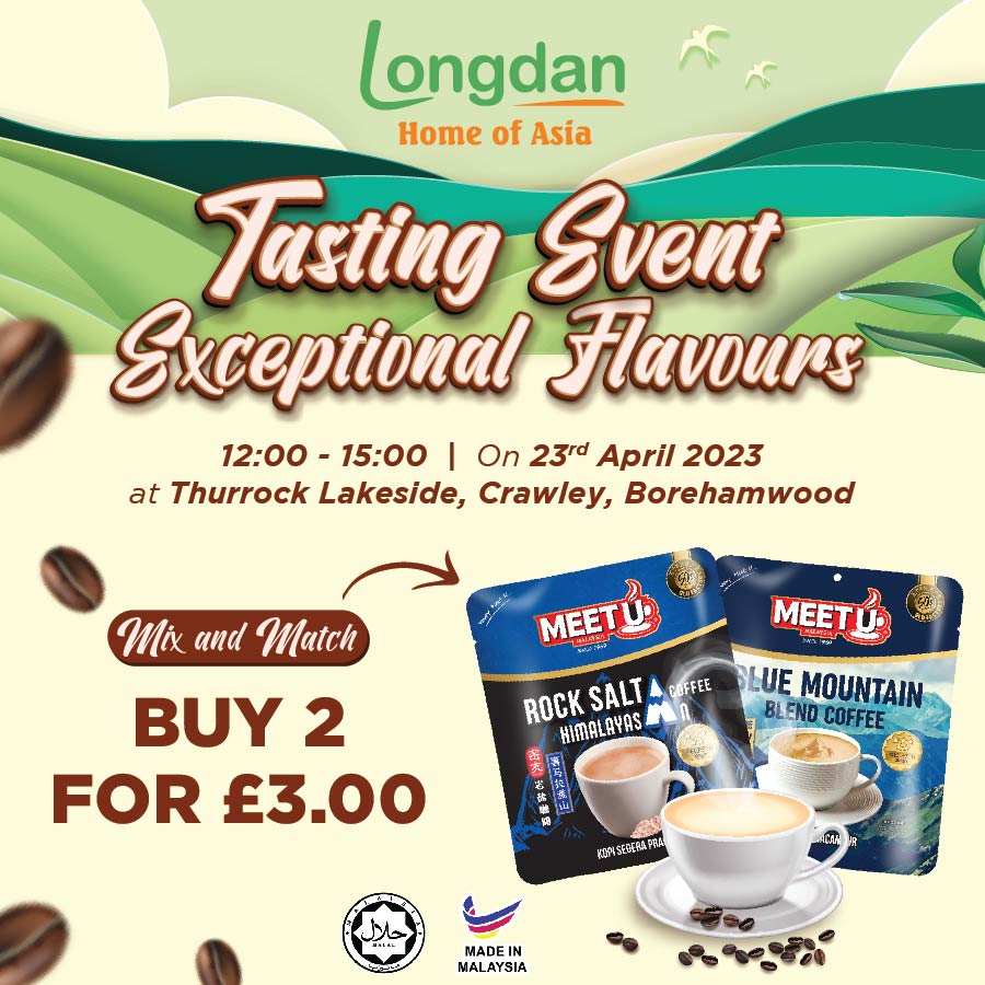 ☕️ 𝗧𝗮𝘀𝘁𝗶𝗻𝗴 𝗘𝘃𝗲𝗻𝘁: 𝗚𝗲𝘁 𝘆𝗼𝘂𝗿 𝗰𝗮𝗳𝗳𝗲𝗶𝗻𝗲 𝗳𝗶𝘅 𝘄𝗶𝘁𝗵 𝗠𝗲𝗲𝘁𝗨!
⏰ 12:00-15:00 | On April 23rd 2023
📍 Longdan Borehamwood
📍 Longdan Thurrock Lakeside
📍 Longdan Crawley
🥳 Don't pass up this delicious-tiful opportunity!