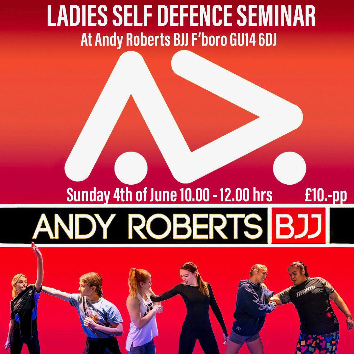 Save the dates of these 2 upcoming Ladies Self Defence events! First one May 14th at Maven BJJ, Woking <a href="/dangeogheganone/">Maven Brazilian Jiu Jitsu</a> to be followed at Andy Roberts BJJ <a href="/AndyRobertsBJJ/">Andy Roberts BJJ</a> June 4th! See you all there! 

#ladiesselfdefence #empowerwomen