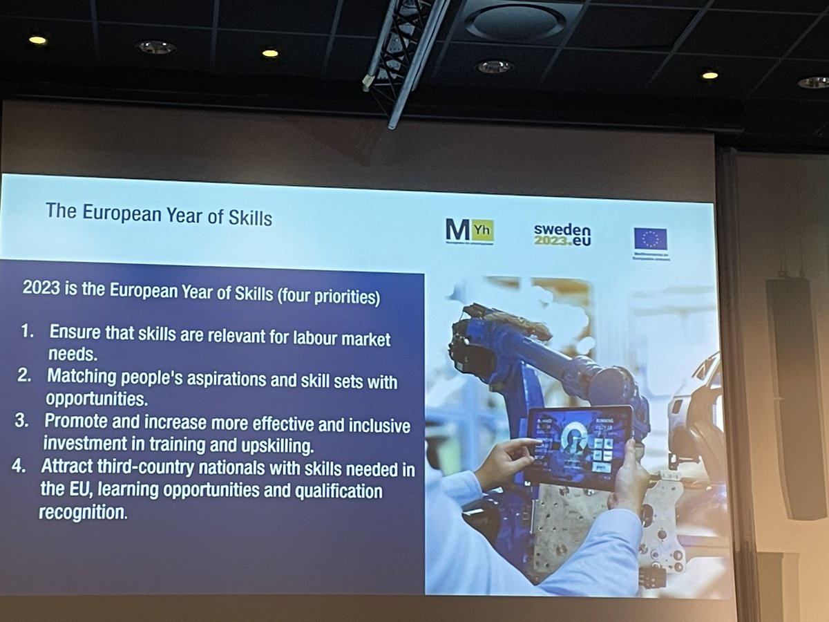TimoHalttunen's tweet photo. Participating today in the #SkillsMeetupSE in Malmö Sweden. 

This year is the European year of Skills!

When recognizing skills, we should remember that much of our learning happens outside the classroom. https://t.co/2qzDAJJA4w