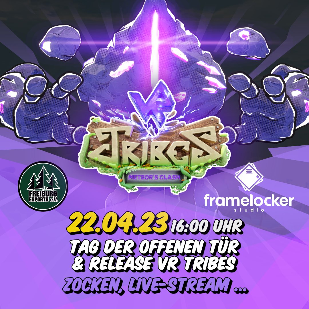 Für alle eSportler, Gamer/Zocker, VR-Enthusiasten, Menschen und Aliens👾
Morgen habt ihr die Chance beim Freiburg eSport e.V. vorbeizuschauen und unser Game #VRTRIBES anzuspielen.
Mehr Info: freiburgesports.de/event/id/186
#TagderoffenenTür #eSport #VR #Gaming #Freiburg <a href="/eSportsFreiburg/">Freiburg eSports e.V.</a>
