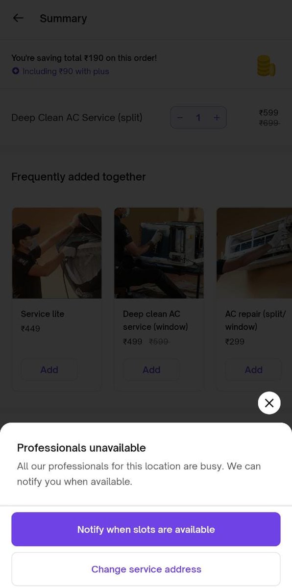 MeAbhishekBose's tweet image. . @urbancompany_UC have been trying to book AC servicing for the past 2-3 days but getting the same notification.  @abhirajbhal 

Location: Chhatarpur, #NewDelhi
.
.
.
.
.
.
.
.
.
.
@jagograhakjago @BandBajaateRaho 
#ACServicing #Urbanclap #urbanCompany 
#EidUlFitr #BlueTick