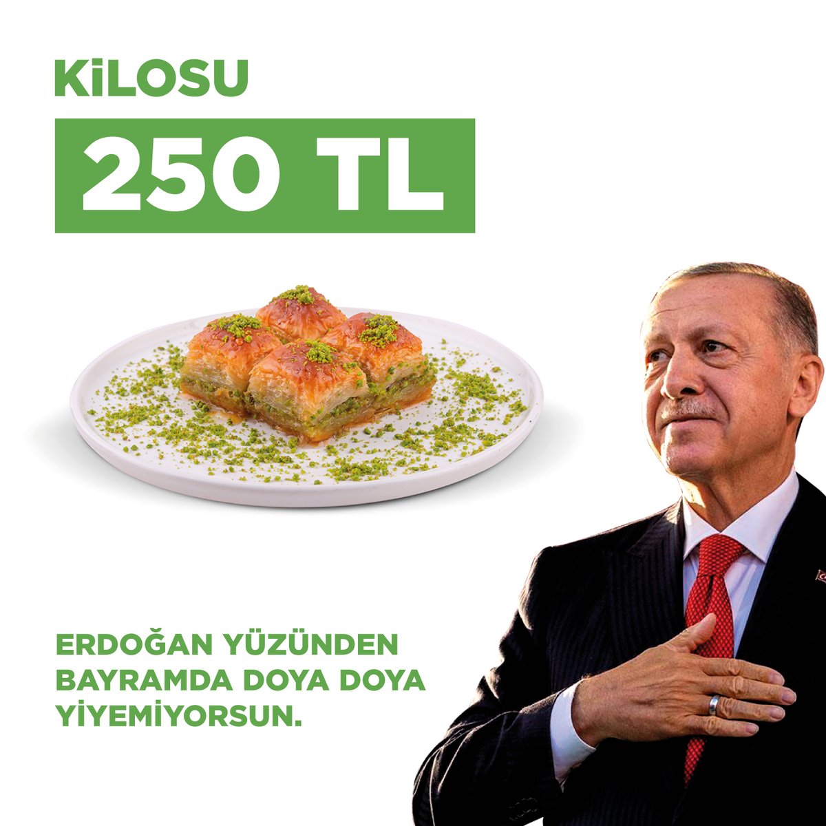 mahir_gra2's tweet photo. İyi bayramlar.

Fıstıklı baklavanın kilosu en az 250 TL. En büyük banknotla bayramda 1 kilo baklava bile alamıyoruz, yetmiyor.

Dünya'da antep fıstığı üretiminde 4. ülke olan Türkiye'de halk kendi ürettiği antep fıstığını yiyemiyor, çünkü çok pahalı. https://t.co/wWhS1JybTj