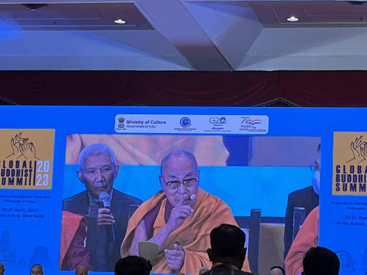 ayu_agarwal94's tweet photo. “Among all the great spiritual teachers of the world,one thing that really defines the Buddha as a unique teacher from the Buddhist point of view is his teaching on Tibetan origination and it really captures essence of Buddhist insight and Buddha’s teaching”, adds @DalaiLama at #GBSINDIA2023