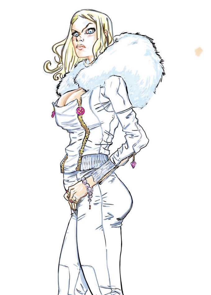spudstudios's tweet photo. One of my old faves #EmmaFrost back when I used JLO as inspiration. In my head she was #emmafromtheblock a girl from the streets who used her powers to become Mutant Royalty. Always wanted to write and draw that journey #xmen #JLO https://t.co/P9JO0zcqGn