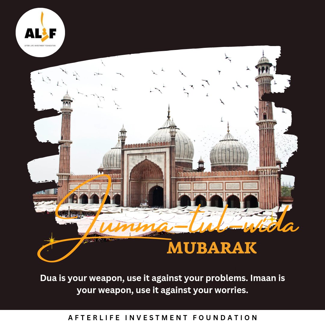 Afterlif786's tweet photo. The Last Jummah of Ramadan: A Moment for Spiritual Renewal and Thankfulness. Reflecting on the Meaning of the Holy Month and its Lasting Impacts.

#alif #afterlifeinvestmentfoundation 
#jummahmubarak #friday #islam #muslim #pakistan #muslimah #alhamdulillah #allah #quran #ramadan https://t.co/0h4DGn9ET8
