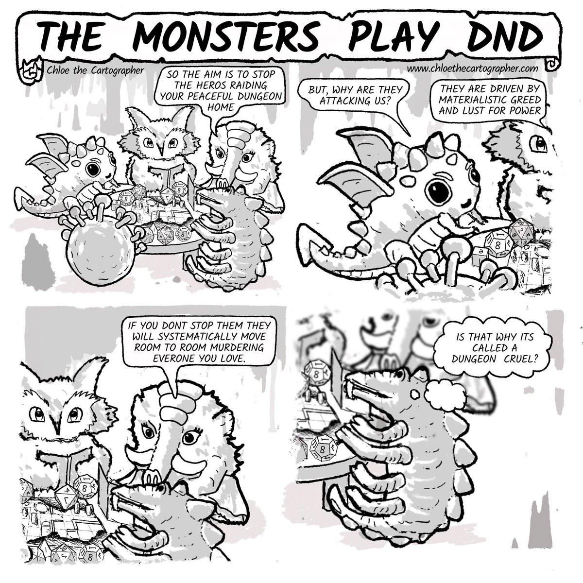 ChloeTheCartog's tweet photo. Episode 2 - Driven by greed. #webcomic #dnd #5e #dungeonsanddragons #dndcomic #dndcomics #dndmemes #ttrpg #rpgcomic #ttrpgcomic #gamecomics #fantasy #comic #themonstersplaydnd #comicmemes #dndmeme #internetcomic #memes #geekmemes #nerdmemes #dorkmemes #ttrpgmemes https://t.co/vL3RcSnkYB