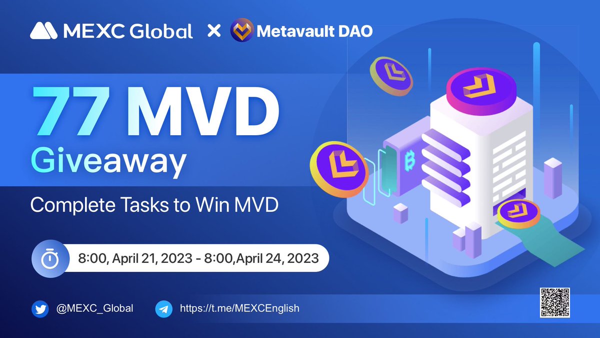 MEXC_Official's tweet image. 🎁#MEXC x #MetavaultDAO 77 $MVD Giveaway🎁

To Enter:
1⃣Follow @MEXC_Global +@MetavaultDAO
2⃣Like, RT &amp;amp; Tag 3 friends
3⃣Comment #MEXC &amp;amp; #MetavaultDAO

10 winners will each receive 7.7 $MVD!

Join now 👉
gleam.io/competitions/e…