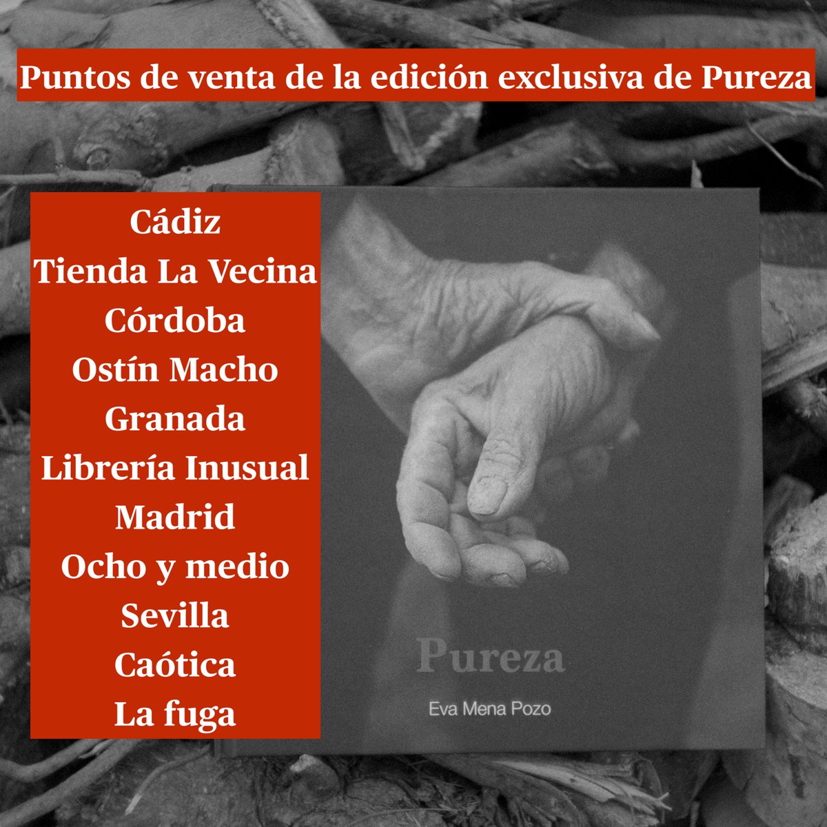 Lemendu's tweet photo. Sólo puedes conseguir la primera edición exclusiva de Pureza en estas librerías, no en otras, ni en plataformas:
#latiendadelavecina #ostinmacho @InusualLibreria @OchoyMedio_ @espacio_caotica @lafugalibrerias
Ya van quedando pocos ejemplares.
#fotolibro #pureza #evamena https://t.co/dlSF8CHcxA