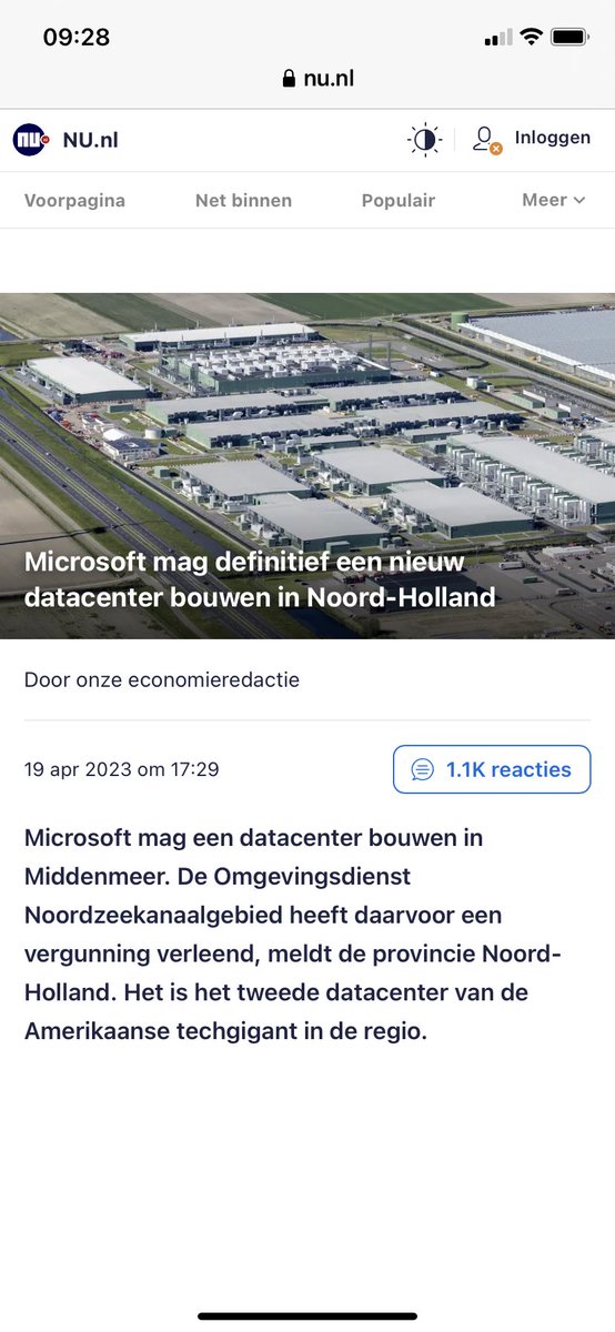 FrederikF1uweel's tweet photo. #Microsoft TOCH toestemming voor bouw tweede datacenter in  Hollands Kroon .De laatste kroonjuwelen van Hollands natuur worden volgebouwd met windmolens en datacenter. Er is toch een water tekort……..? Is dit conform de klimaatregels waarvoor alles moet wijken…..? https://t.co/ucR8pLAguK