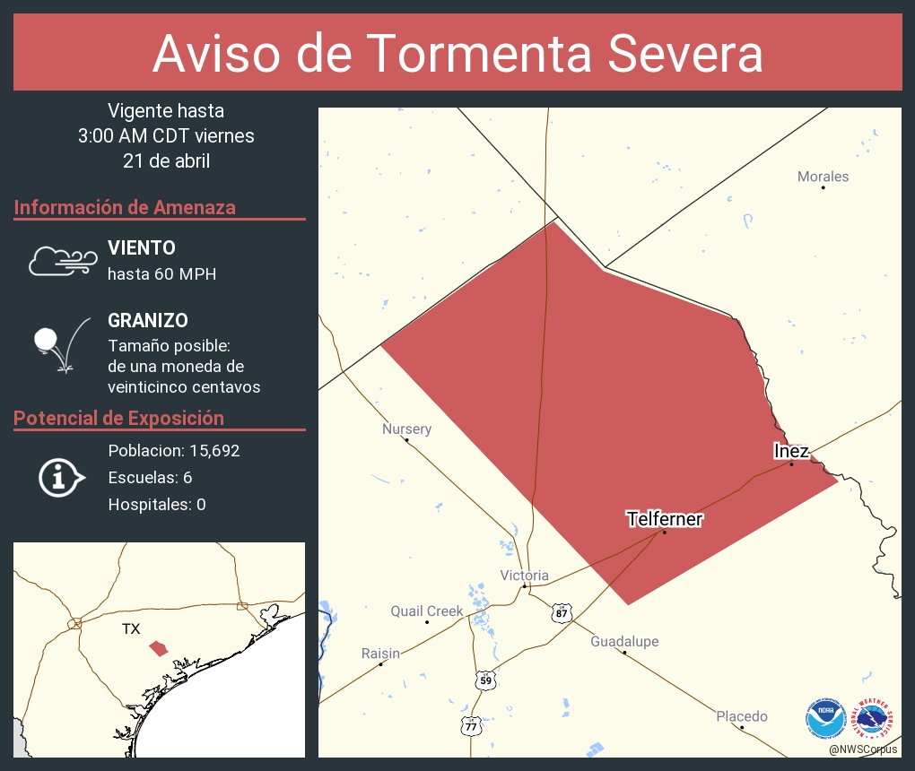 NWS Corpus Christi on Twitter "Aviso de Tormenta Severa continúa Inez