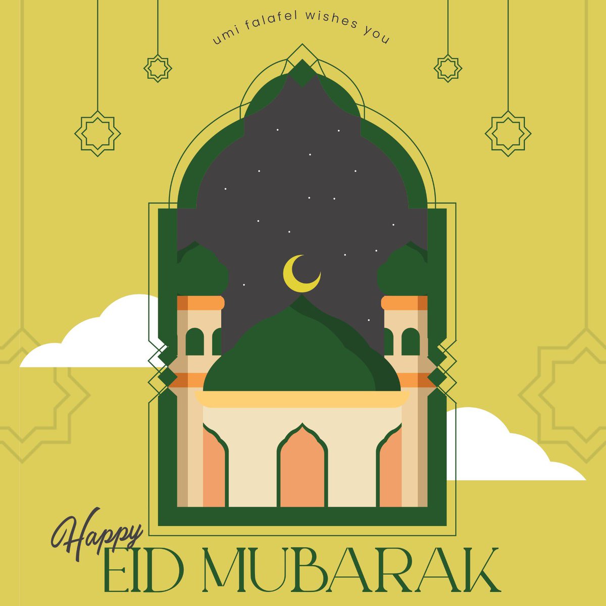 عيد مبارك 🌙 Eid Mubarak 

Happy Eid to all our team, friends customers and everyone celebrating Eid, best wishes. 

#umifalafel #loveumi #eidmubarak #eid #عيد_مبارك #عيد_الفطر